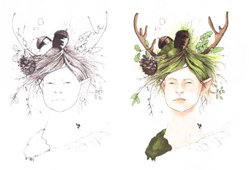 Retrat noia amb naturaleza