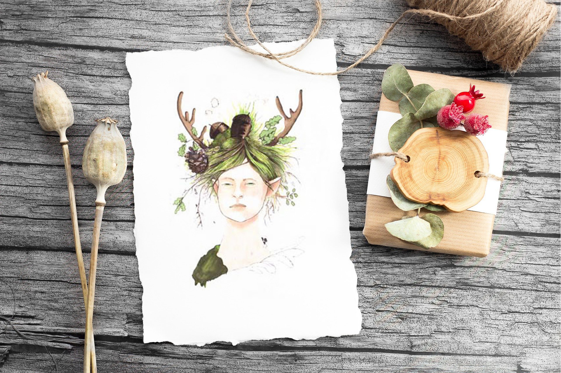 mostra il:·lustració retrat noia amb naturaleza